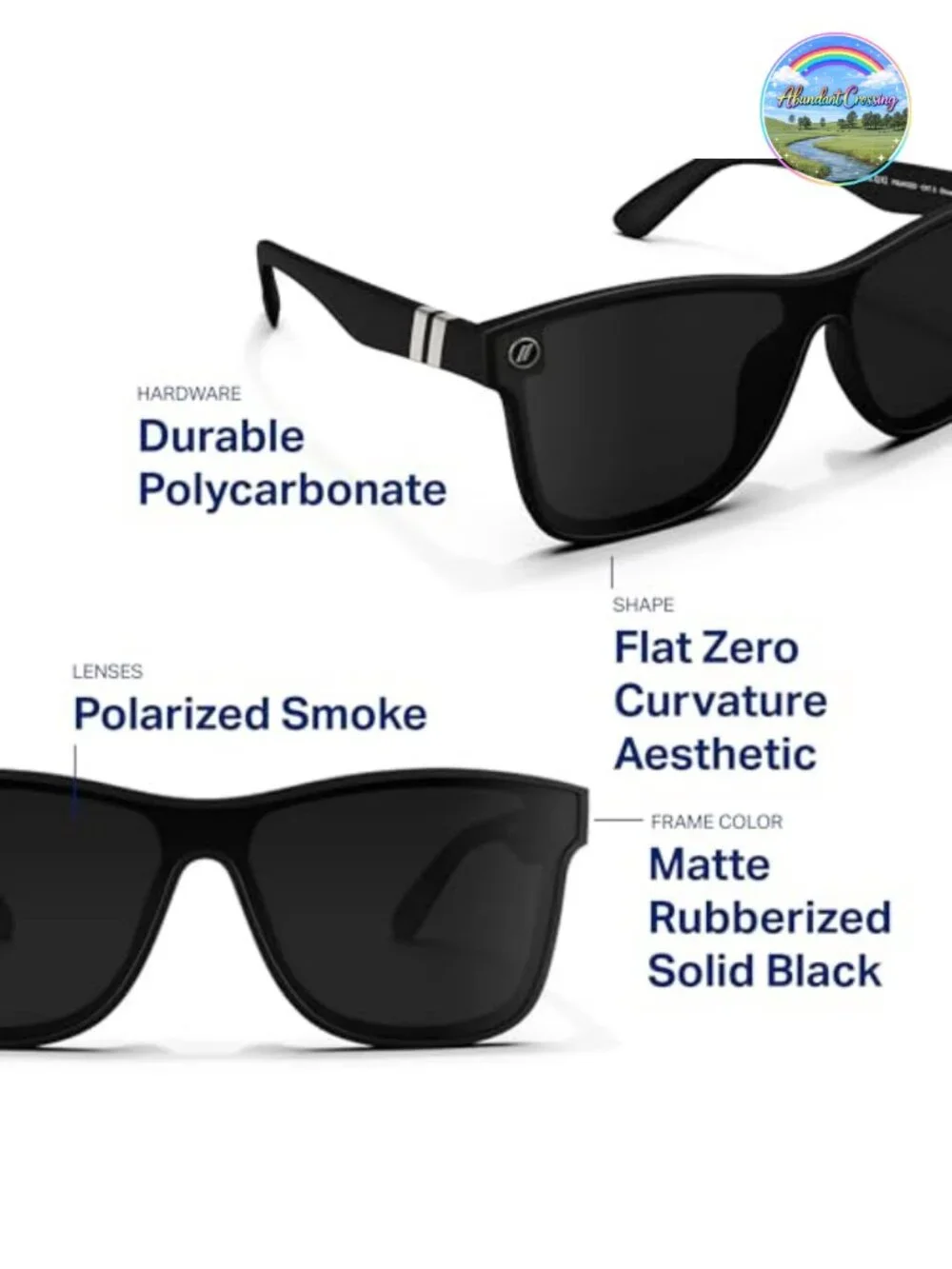 Polarized Sunglasses Flat Lens 100% UV Protection Matte Frame